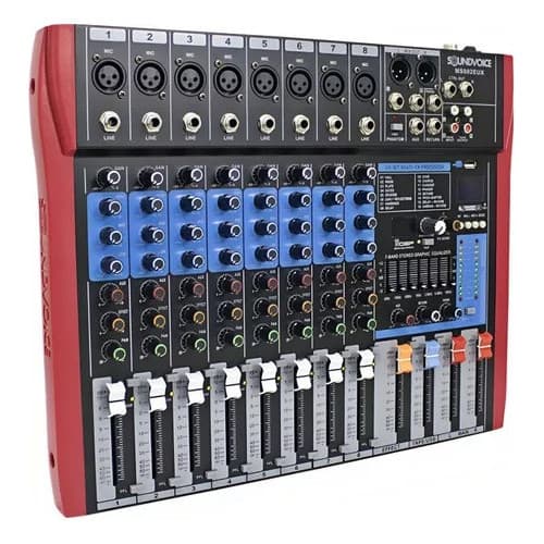 Mesa De Som Soundvoice Ms-802 plus 8 Canais C/ Efeitos Eq tp