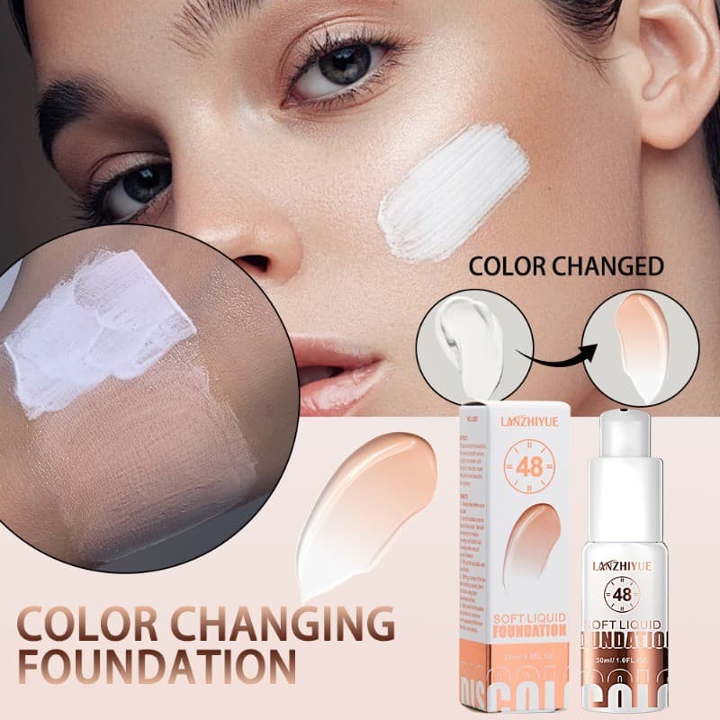 Base Líquida Que Muda De Cor De Temperatura 30ML-Creme De Maquiagem De Descoloração De Contorno Facial-Iluminar A Pele-C