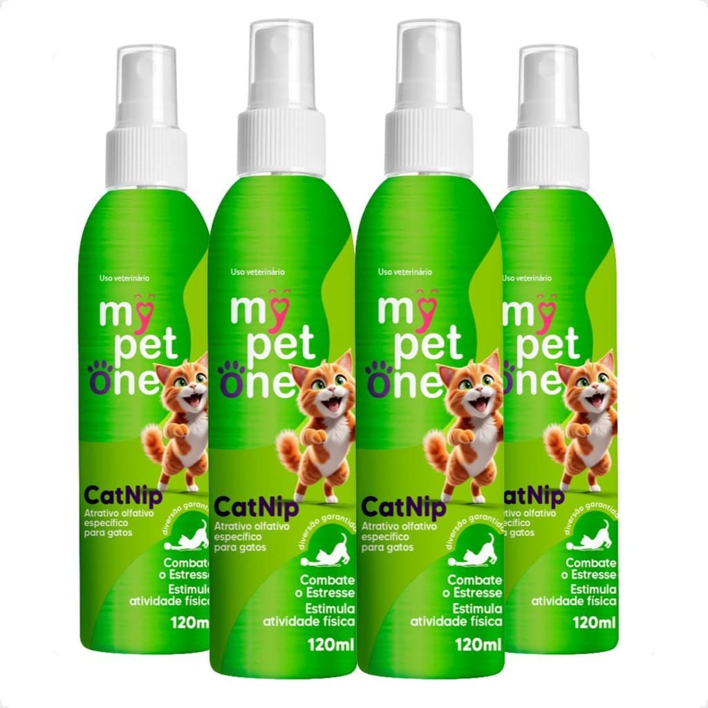 Kit 4 Catnip Liquido Spray Erva-Do-Gato - Mypetone 120 Ml