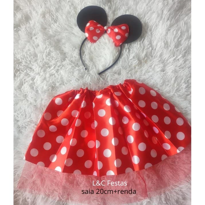 Fantasia Minnie Vermelha, saia + tiara