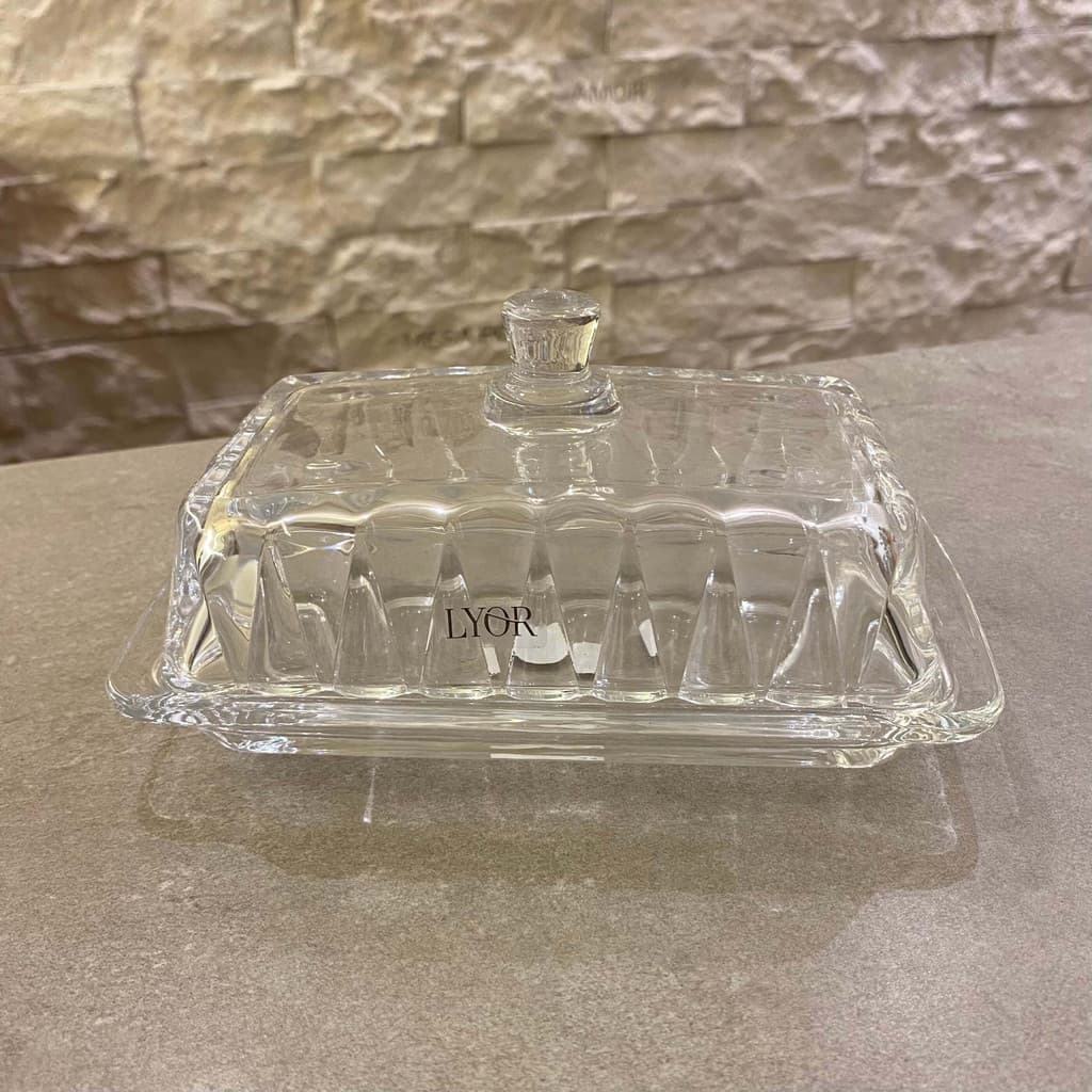 Manteigueira de Cristal com Tampa Radial 8x10,5x18cm - Lyor