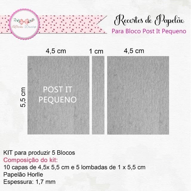 PAPELÃO CINZA PARA CHAVEIRO POST IT PEQUENO