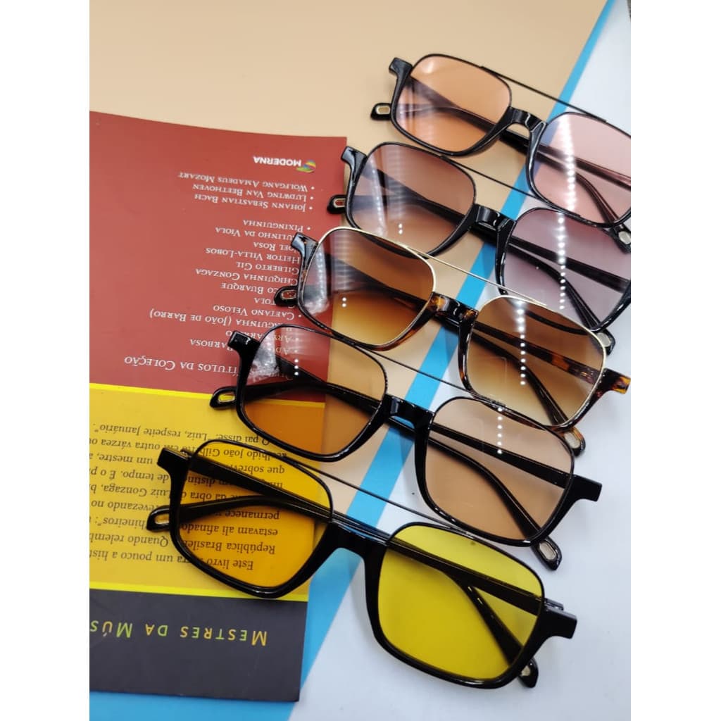 Óculos de Sol Feminio Meia Armação com Suporte Estilo Blogueira com UV400