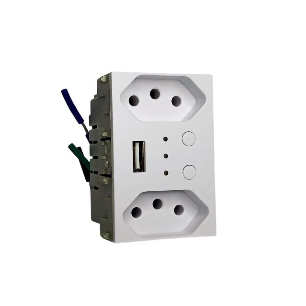 MODULO TOMADA DUPLA C USB WI-FI SMART REFINATTO BRANCO