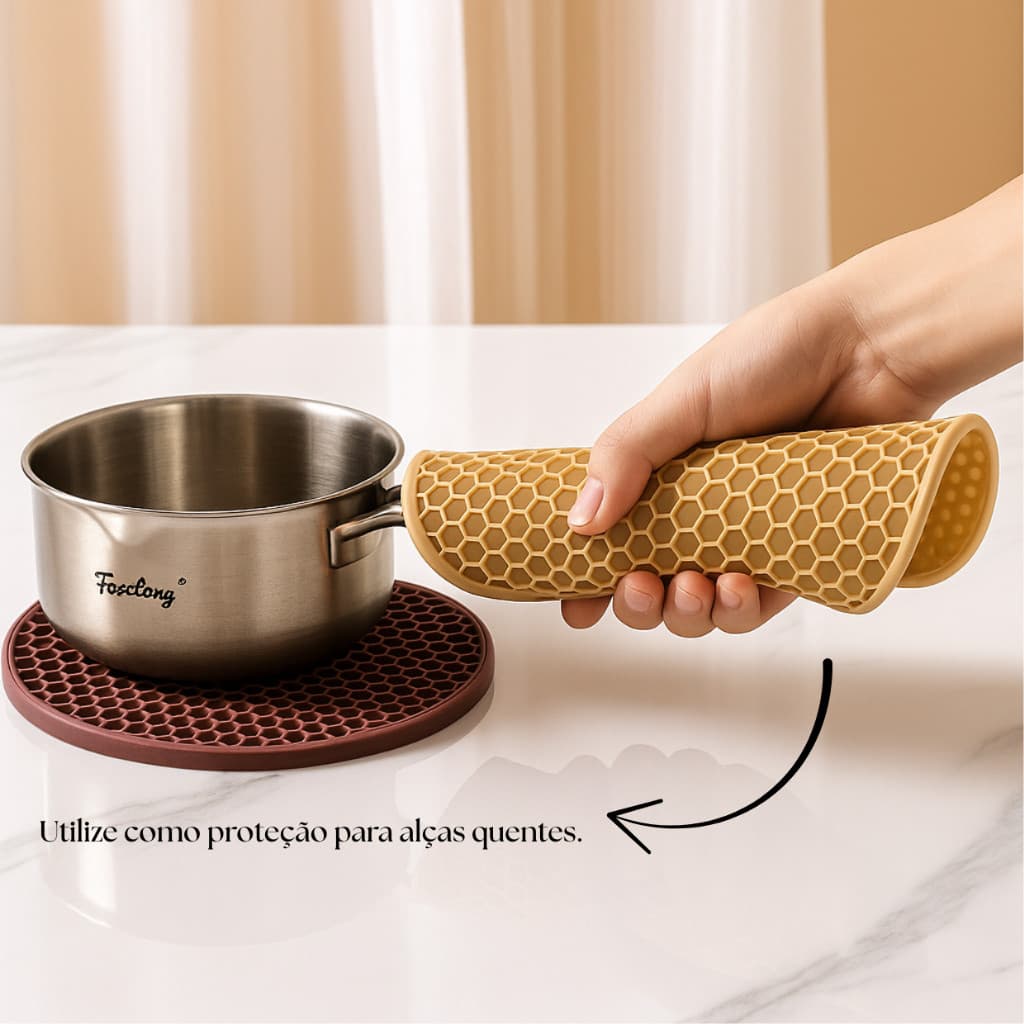 Kit 2 Descanso Protetor de Panela em Silicone Resistente