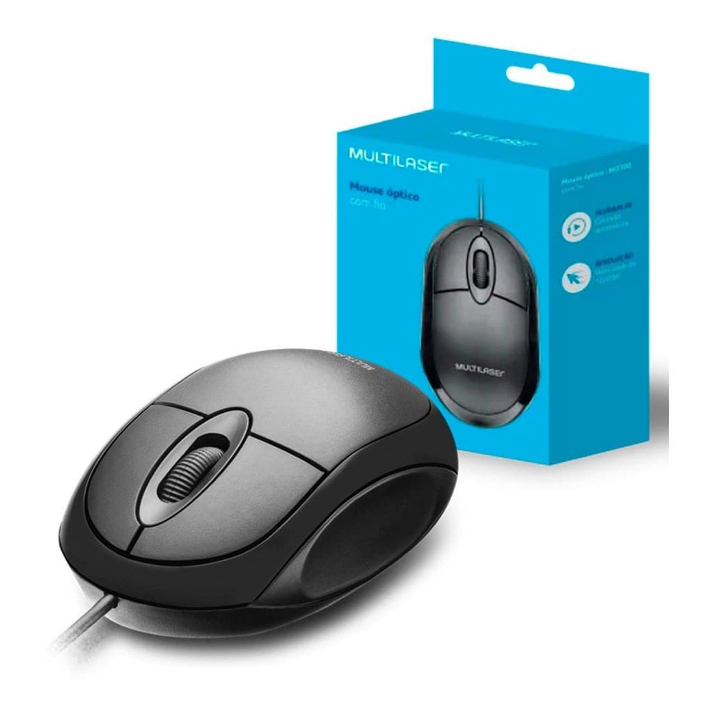 Mouse Multilaser Com Fio Classic Box Mo300 Original Preto