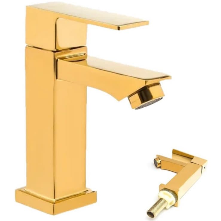 Torneira Para Banheiro Dourada Ouro Lavabo Luxo Metal Original