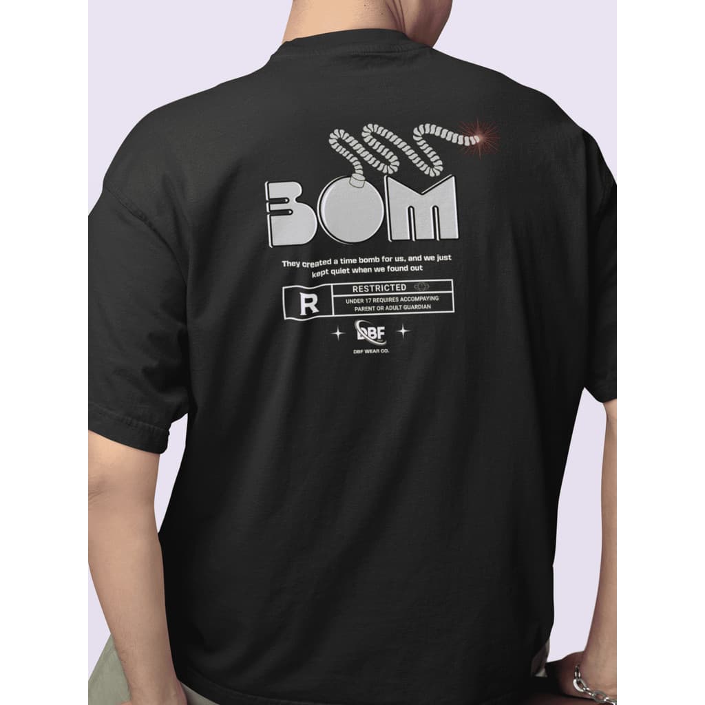 Camiseta Masculina Unissex 100% Algodão Gola Careca Blusa Streetwear Estilo de Rua Gola Redonda Com Estampa Grande Boom