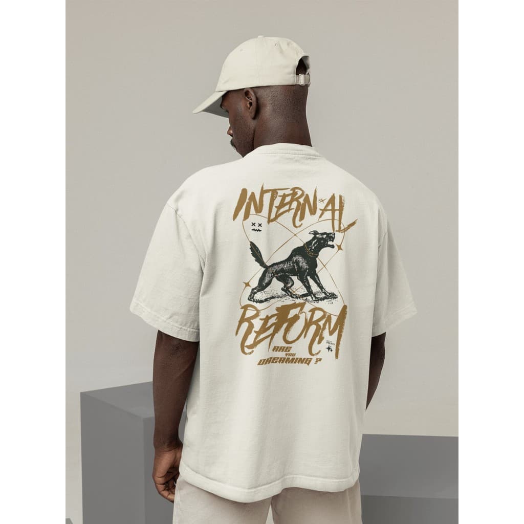 Camisa Camiseta Oversize Streetwear Masculino e Feminino 100% Algodão Academia e Dia a Dia Preto e Off Whte Estampado