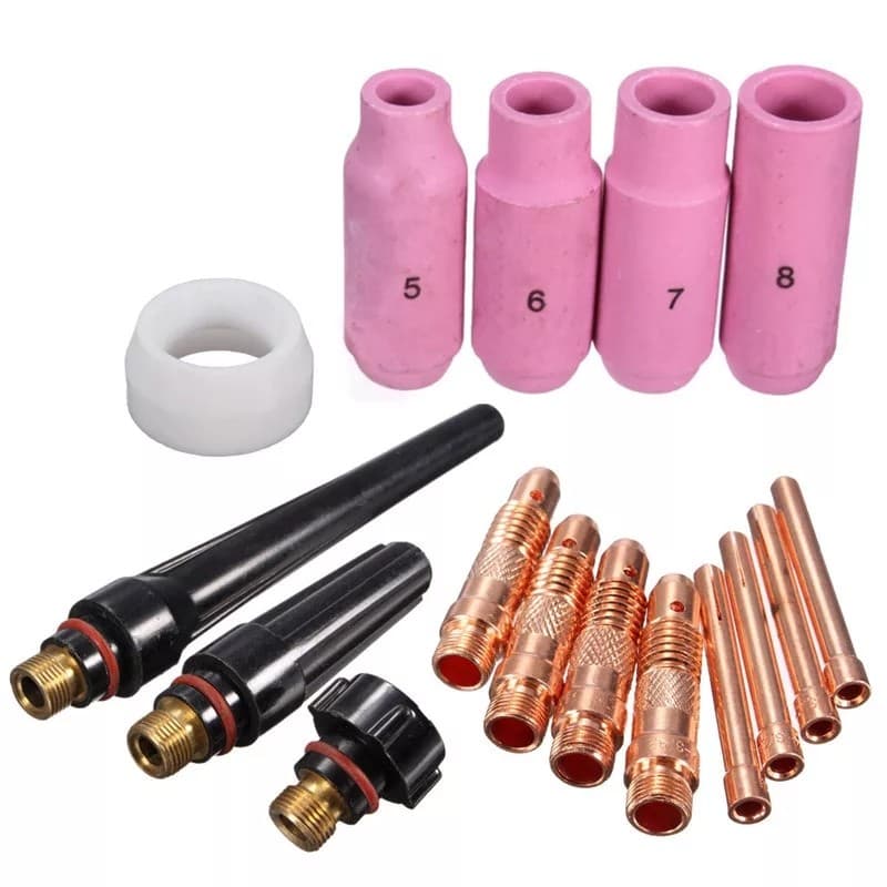 Kit Tocha Solda Tig Bocal Capa Difusor Pinça 1,6mm - 16 Pçs