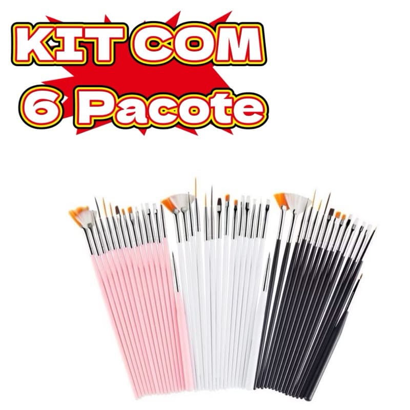 ATACADO- Kit 15 Pincéis Decoração Unhas Nail Art Pincel Profissional