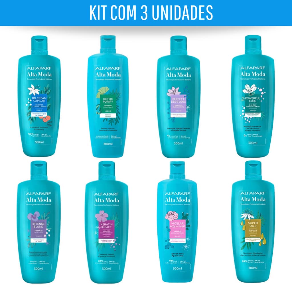 Kit 3 Shampoo Alta Moda Alfaparf 300ml