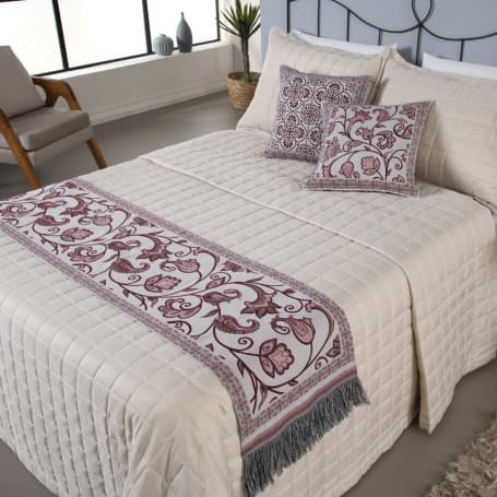Peseira Cama Casal Padrão Almofadas Cheias Grécia 5 peças