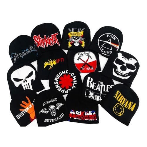 Kit 3 Touca Gorro Lã Preta Banda Rock Anime Diversos Modelos