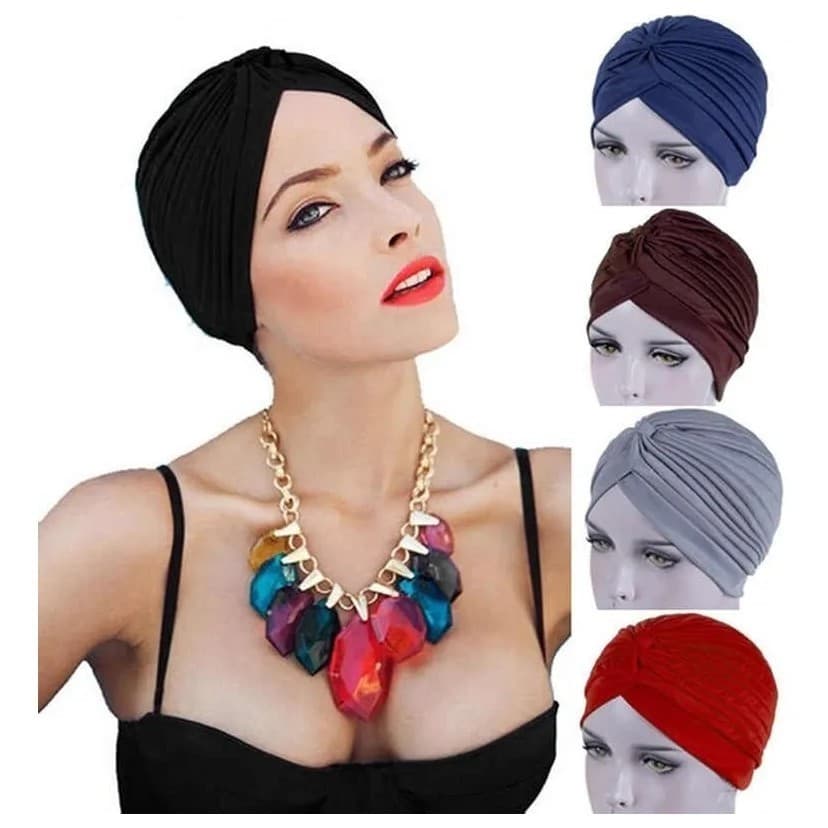 Turbante Indiano Fechado Headband Liso Várias Cores Chapéu boné