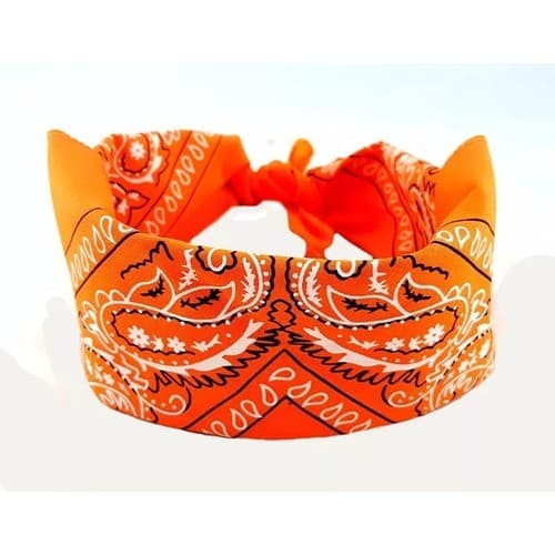 Lenço Bandana Laranja Em Algodão Rock Axl Rose Guns 55x55cm