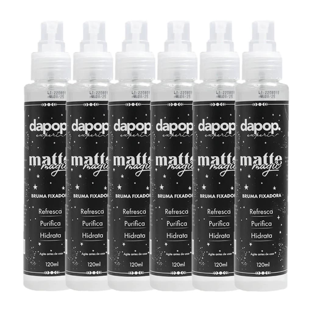 Bruma Fixadora Matte Magic Função Hidratante, Refrescante, Purificante e Cheiro Delicioso - 06 Unid