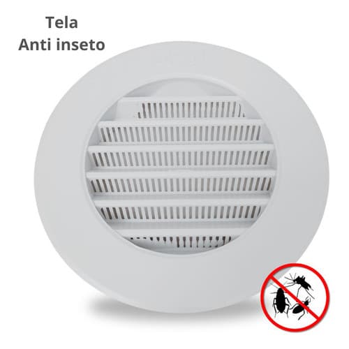 Grelha Grade Acabamento Ventilação 100mm Branca com Tela para Exaustores Coifas Portas