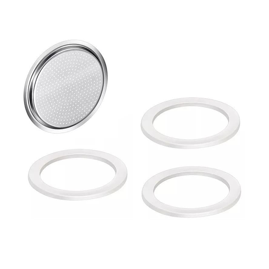Kit C/ 3 Anéis Borracha E Filtro Para Cafeteira Italiana 3 Xícaras - Ke Home