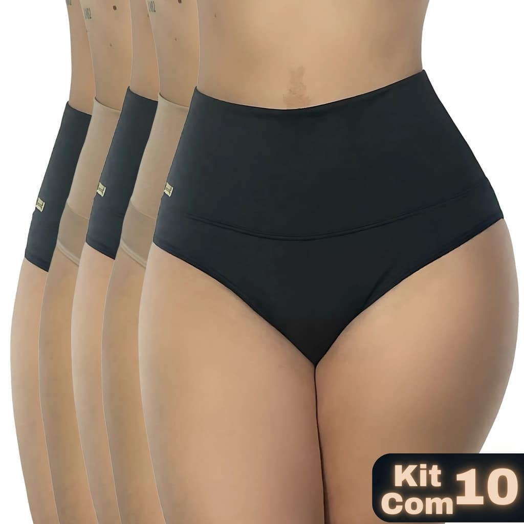 kit 10 Cintas Suplex Alta Compressão Cós Duplo Pós-Parto Não Enrola Gestante