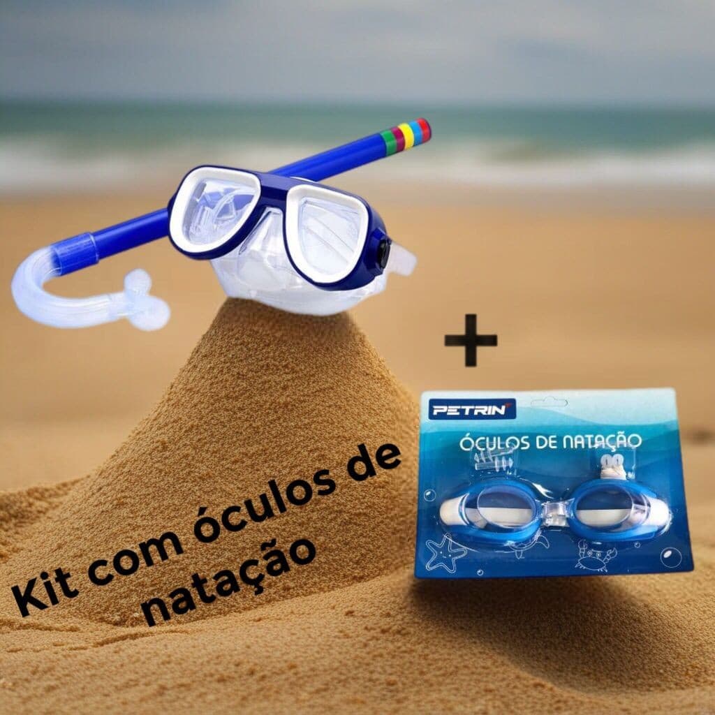 Kit de Mergulho Infantil Máscara e Snorkel Praia  Piscina ou Kit com óculos de natação infantil
