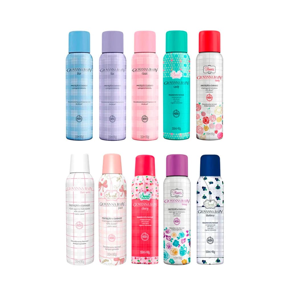 Kit 02un Desodorante Aerosol Antitranspirante Giovanna Baby  150ml/90g (escolha a fragrância)