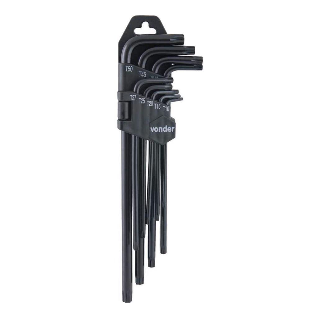 Jogo de Chave Torx T10 - T50 9 Peças Longas Aço CRV Vonder