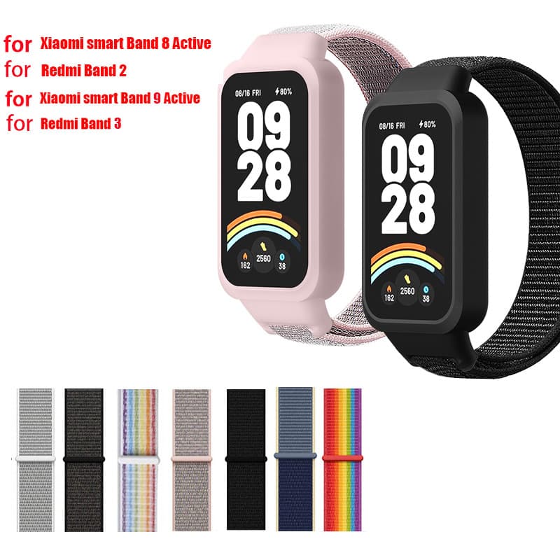 Pulseira De Náilon Para Redmi 3 2 Xiaomi 8 9 Ativo Miband Substituição Ativa Inteligente Trançado Loop Relógio