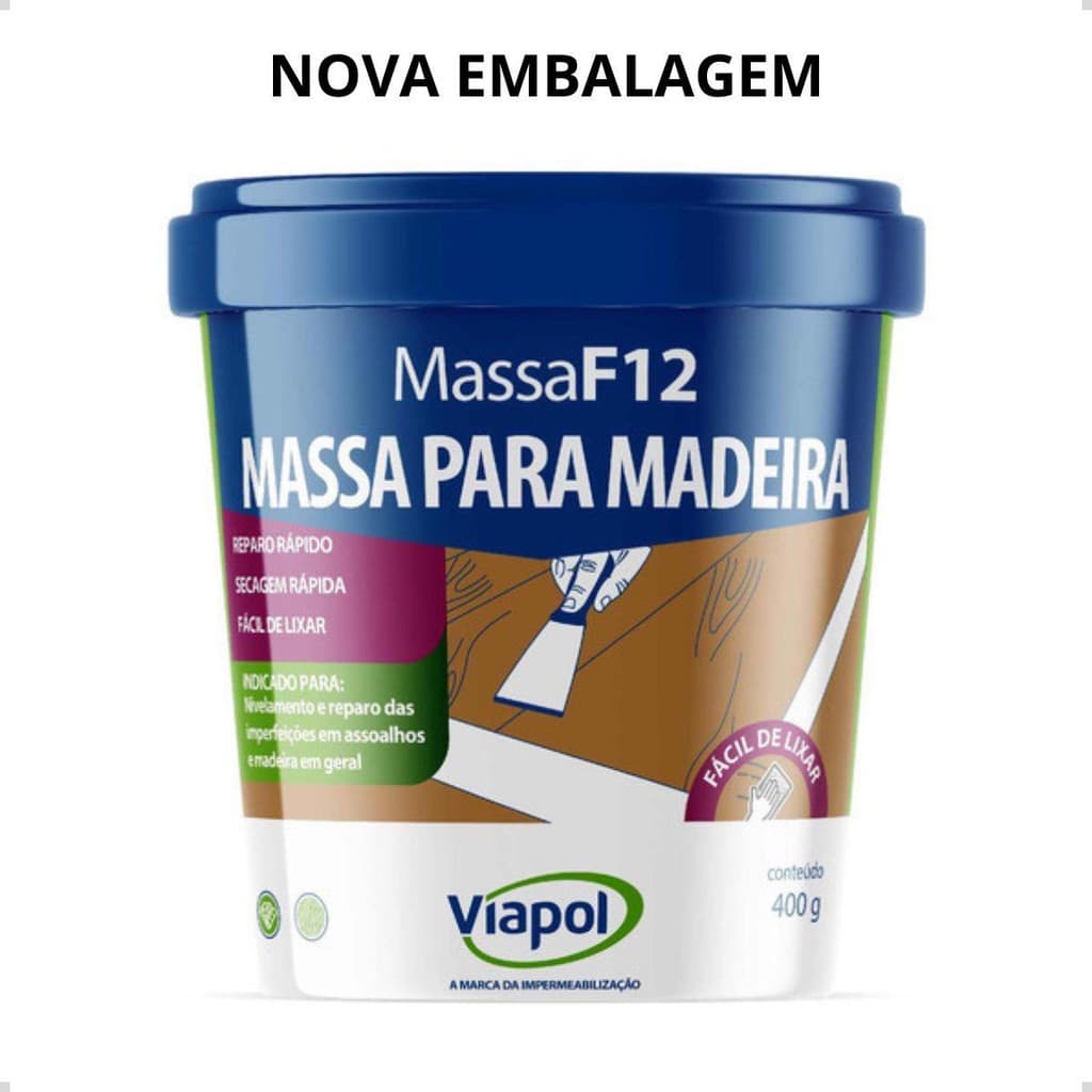 Massa Para Madeira F-12 Marfim 400gr - Viapol