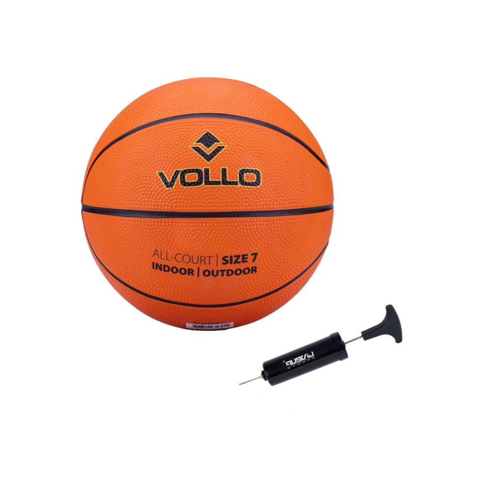 Kit Bola Basquete Tamanho Oficial 7 Vollo + Bomba Inflar Liveup