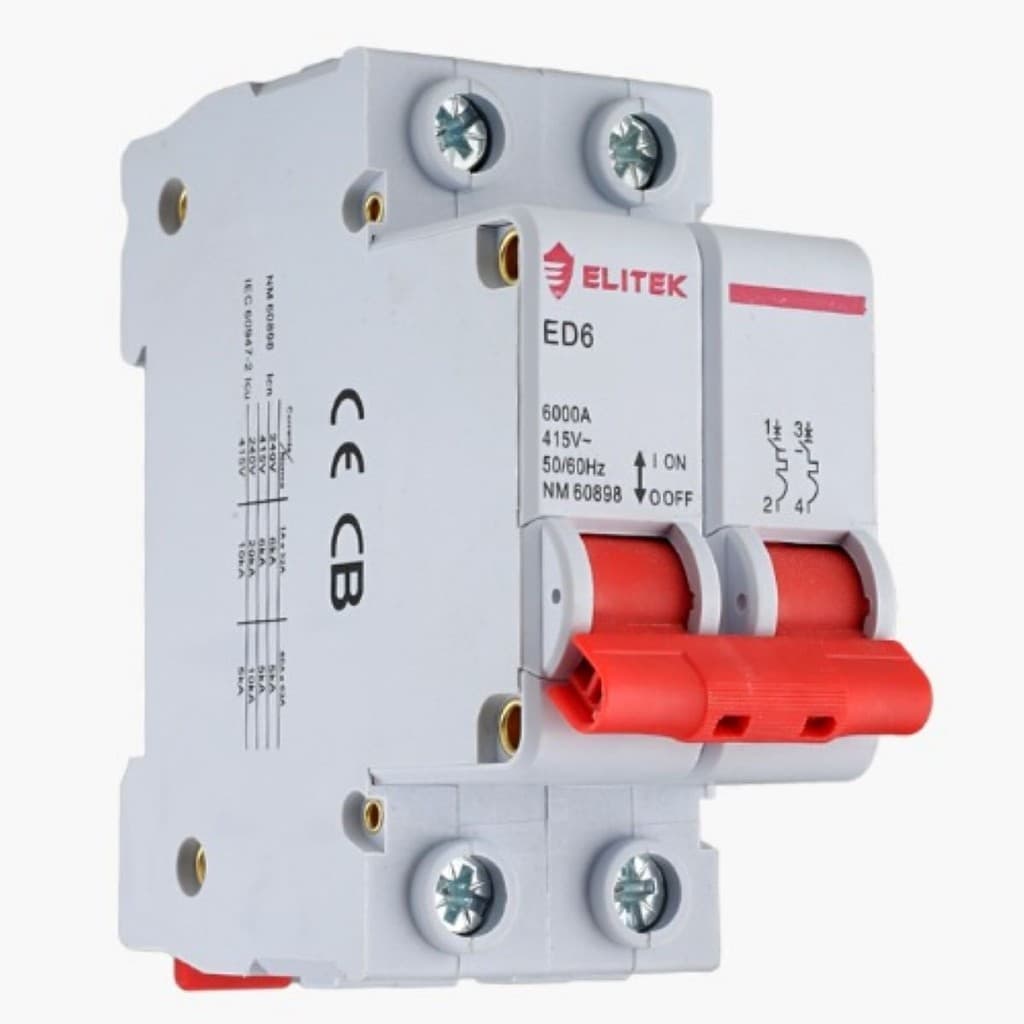 Disjuntor Bipolar Elitek 70A Curva C 6kA - ED102C70A