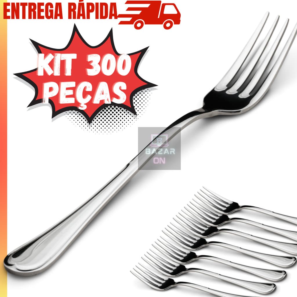 Kit Jogo 300 Garfos Mesa Em Aço Inox Conjunto Para Jantar Almoço Restaurante Hotel Premium Original