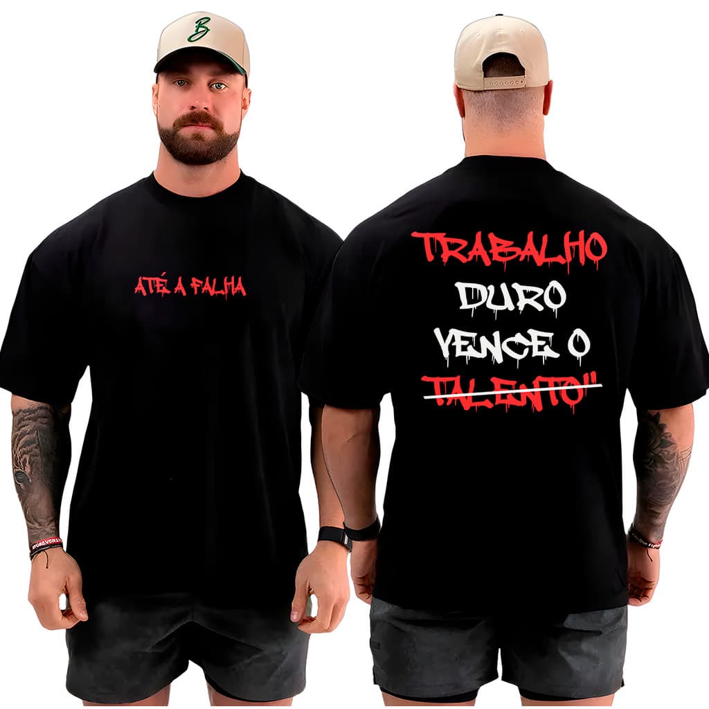 Camisa Oversized Unissex Varias Frases Treino Musculação 100% Algodão