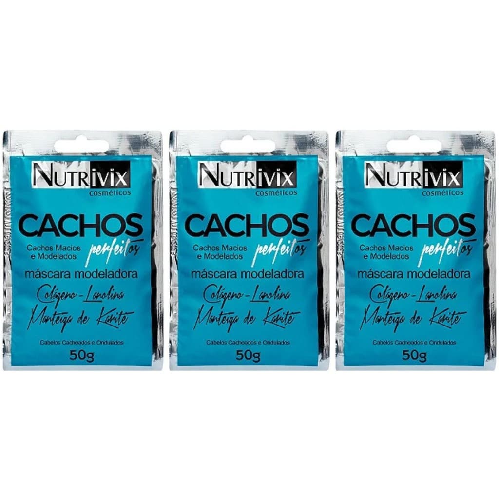 Kit 3 Nutrivix - Sachê Máscara Modeladora Cachos Perfeitos 50g