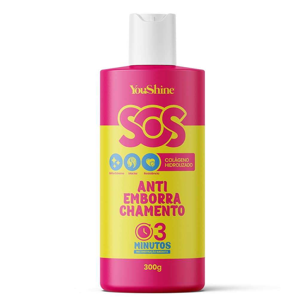 SOS Antiemborrachamento Reconstrução Capilar YouShine 300g Colágeno Hidrolizado Cabelos Danificados