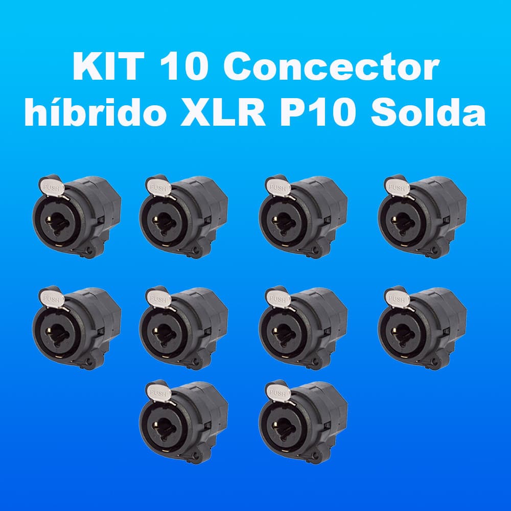Kit 10 Conector XLR e P10 Híbrido Jack – Padrão Profissional