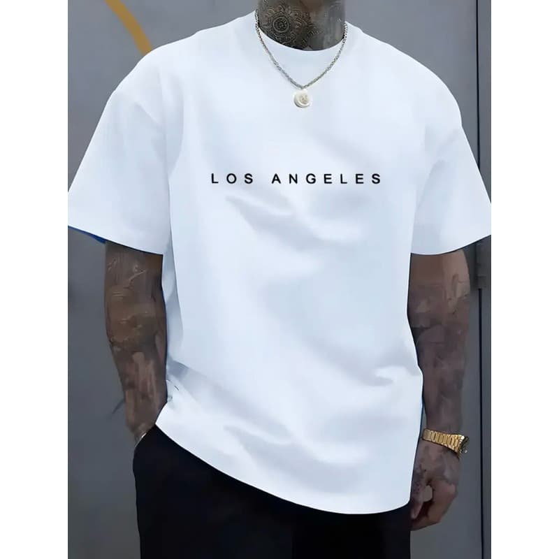 Camiseta Lançamento Masculina Los Angeles Básica Manga Curta 100% algodão