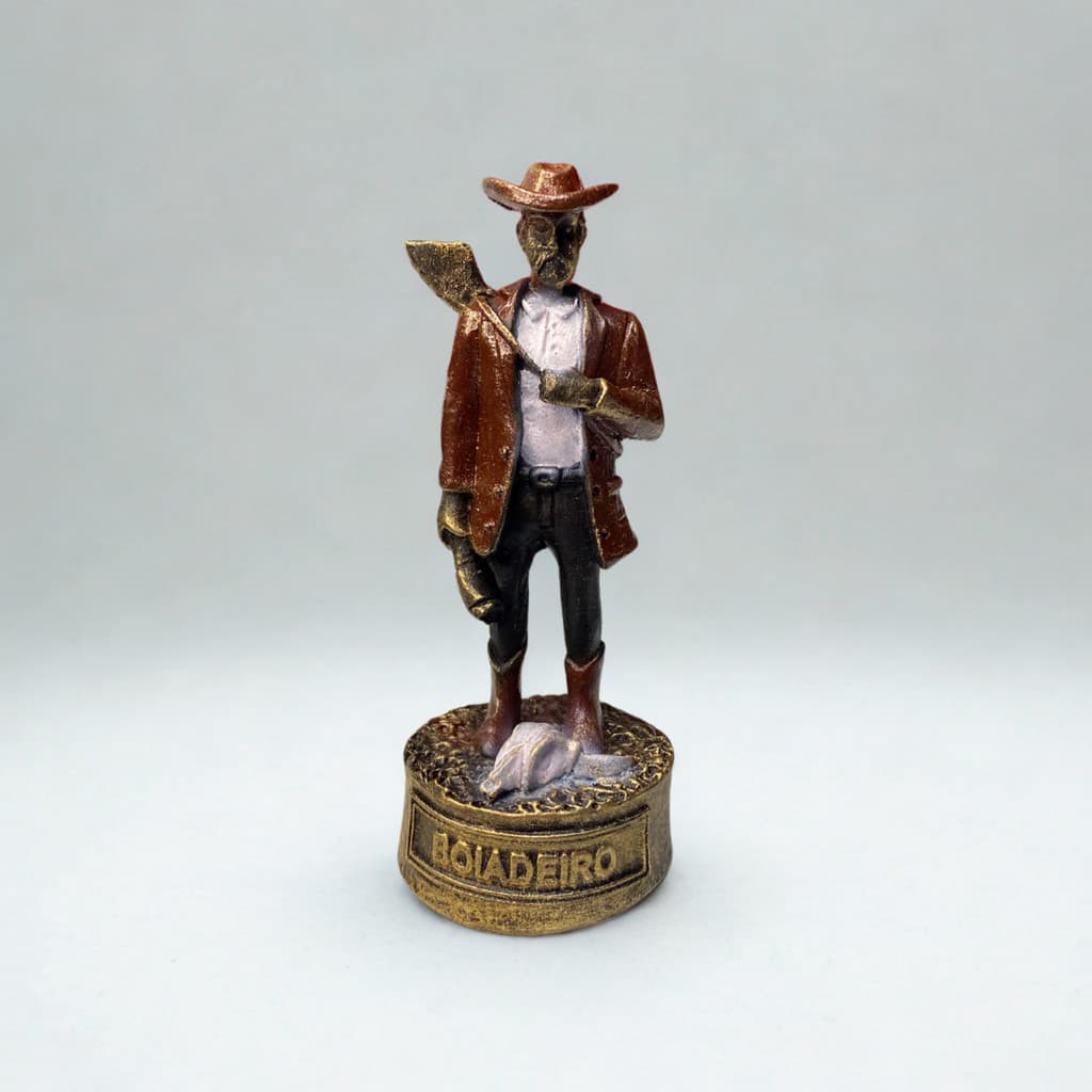 Escultura Boiadeiro Vermelho Vintage 10 cm Umbanda Pintado Mão