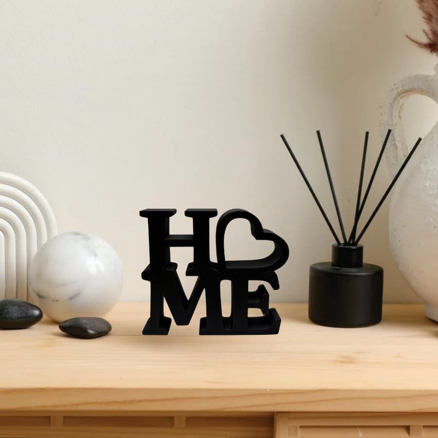 Enfeite decorativo letreiro Home com Coração Decoração para Estante Sala