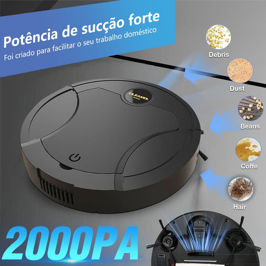 Aspirador de Pó Robô 5 em 1, Automático, 300 ml, com Sistema de Prevenção de Queda e de Colisão