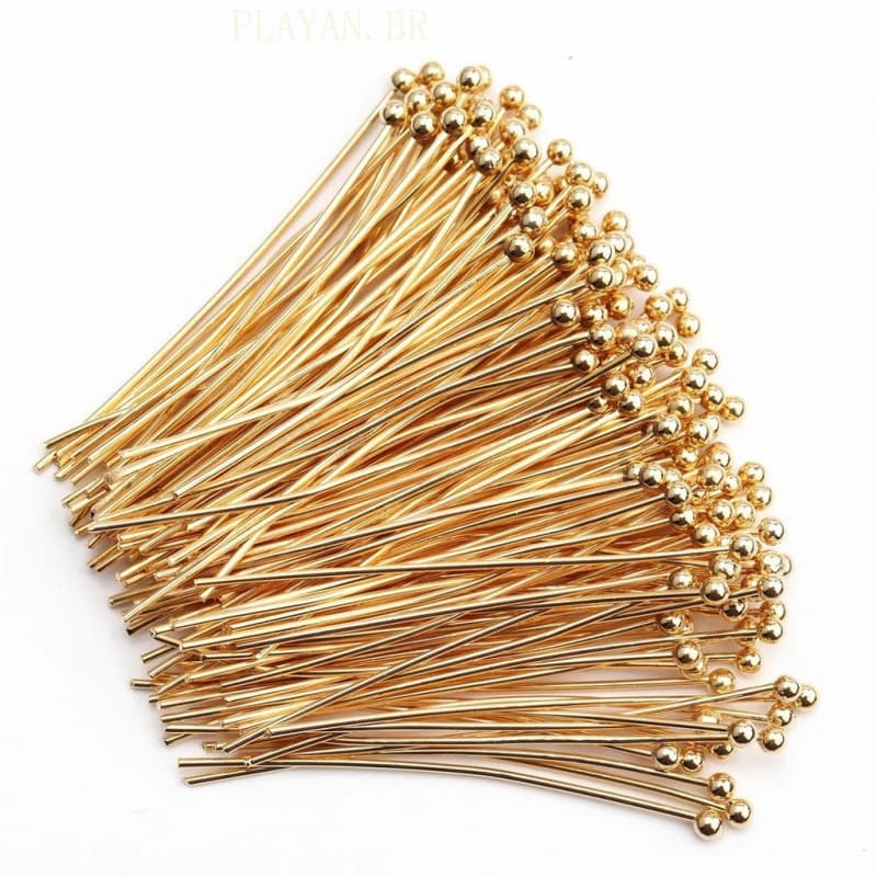 100 Pçs/Lote Cabeça De Bola De Metal Pinos De Ouro Contas De Cobre Ganchos De Agulha Para Acessórios De Jóias DIY OQI4
