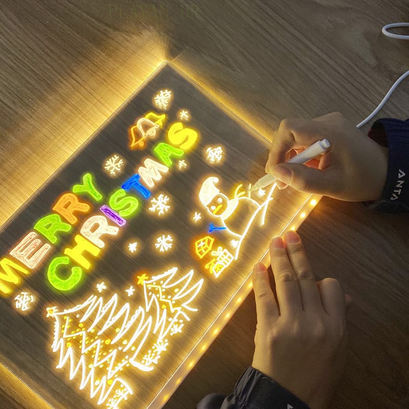 Prancheta De Desenho Acrílica Iluminada DIY , Quadro De Escrita Para Artesanato Infantil , Bloco De Notas Iluminado LE P