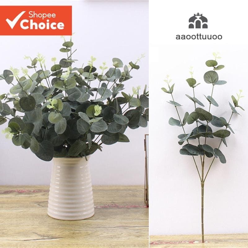 Home Decoração Verde Folhas Artificiais Grandes Plantas De Eucalipto Material Decorativo De Parede
