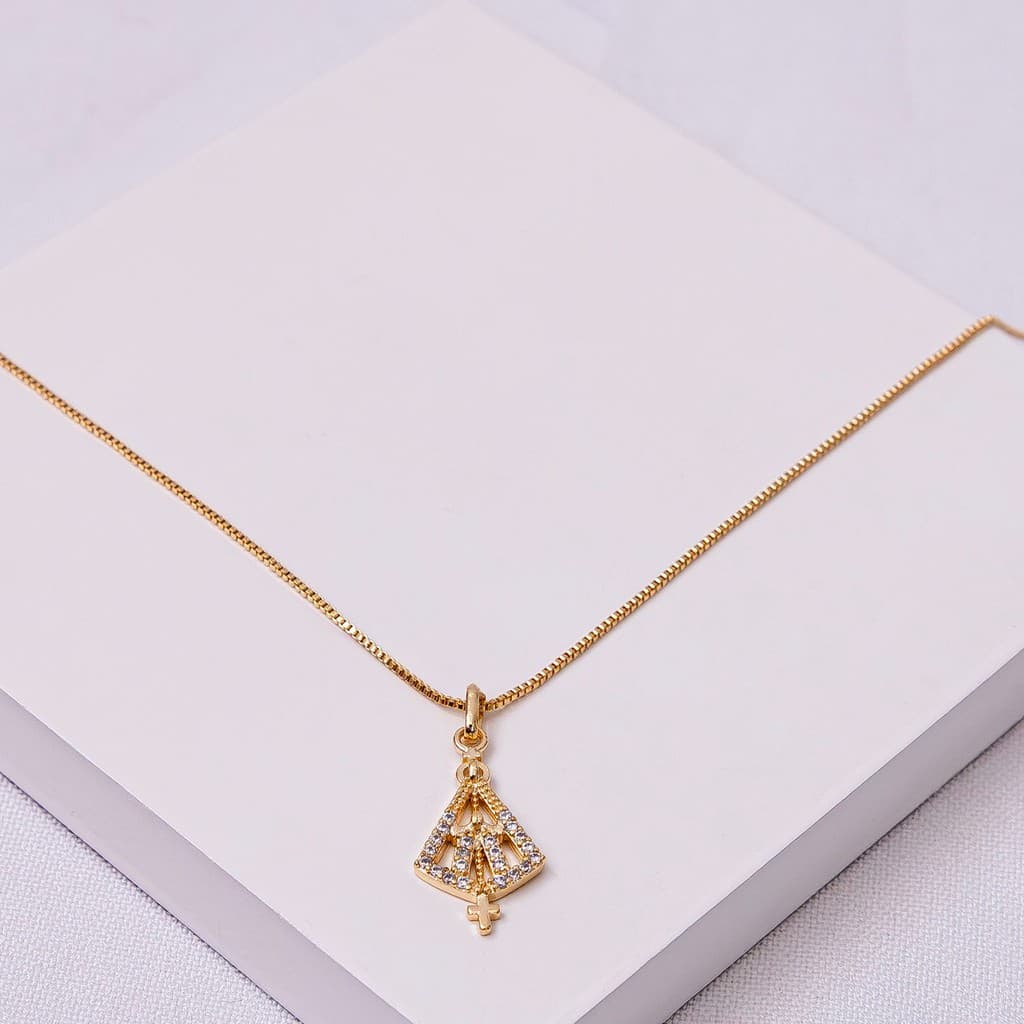 Colar Nossa Senhora Aparecida Folheado a Ouro Veneziana