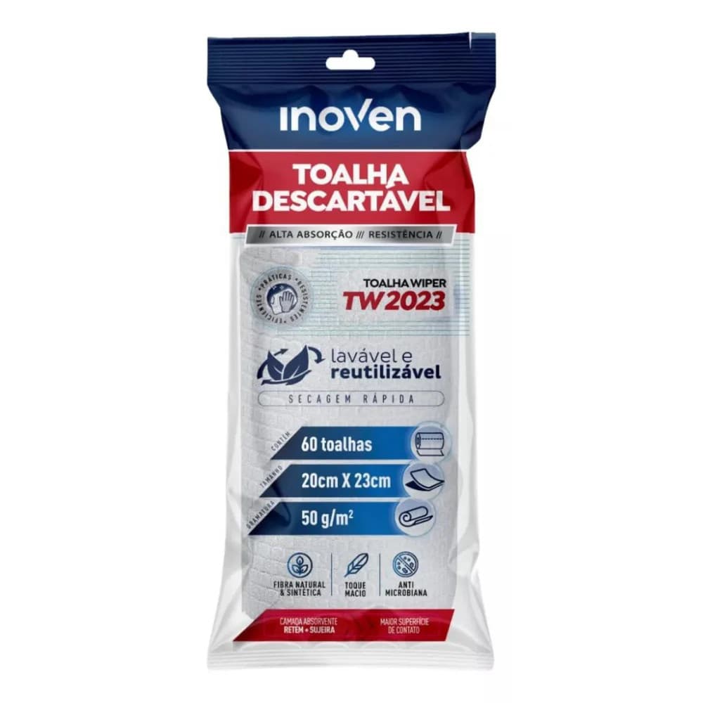 Toalha Wiper Descartável TW2023 60 Folhas Grafadas Inoven