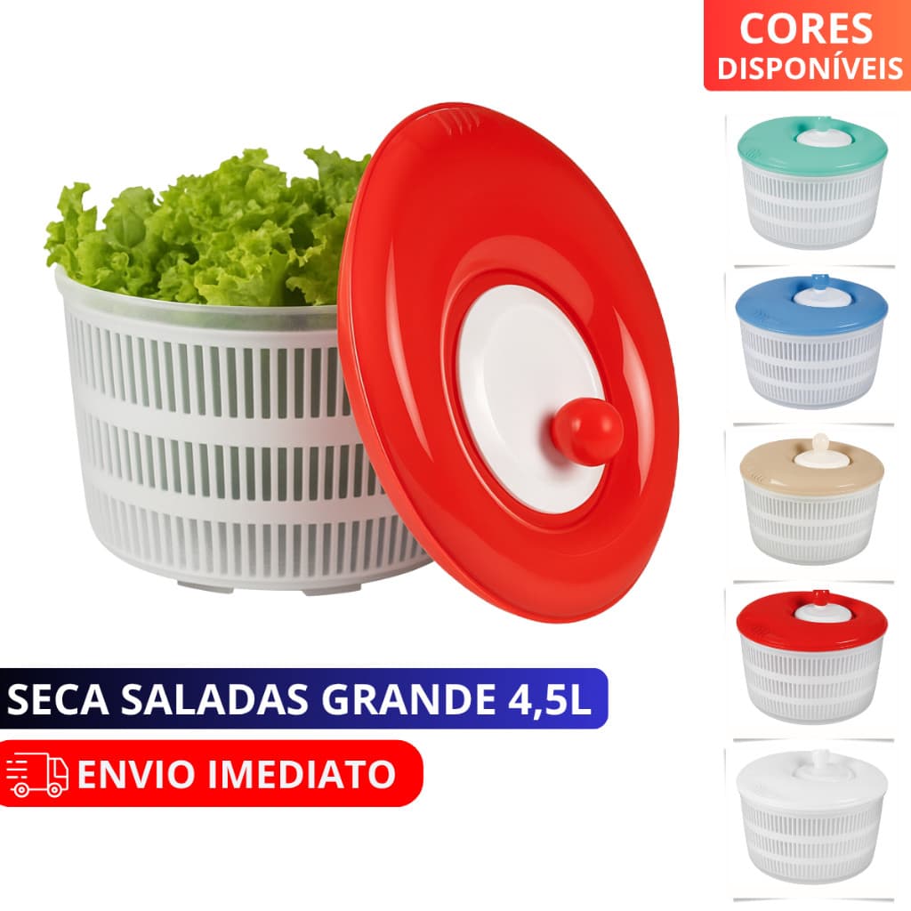 Centrífuga 4,5L Seca Salada Grande Verduras Folhas Ervas Legumes