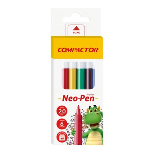 Canetinha Hidrográfica 6 Cores Compactor Neo Pen Mirim