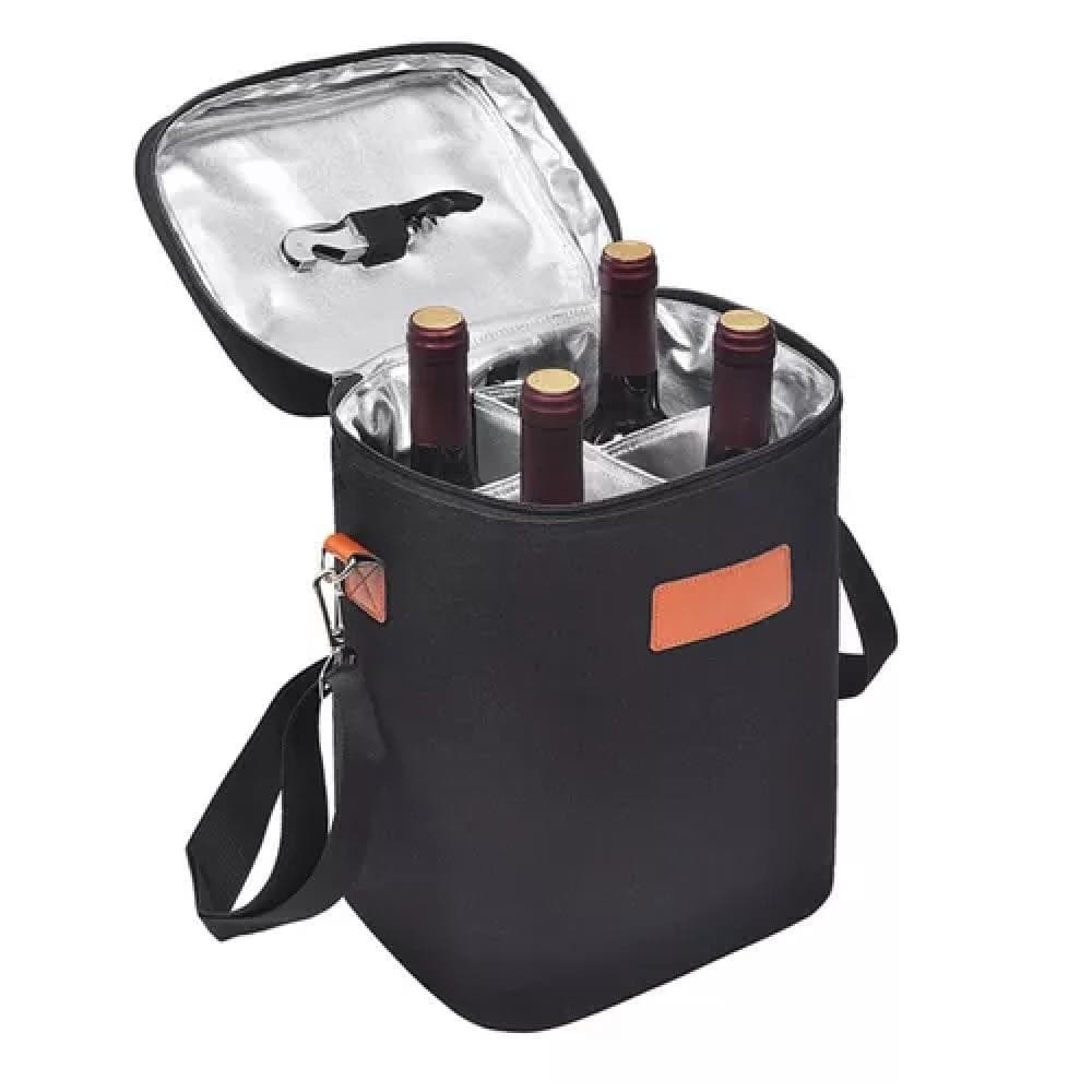 BOLSA TERMICA VINHO 4 GARRAFAS TACAS MOCHILA WINE BAG COOLER DIVISORIAS REMOVIVEIS BAG EXECUTIVA WISKY
