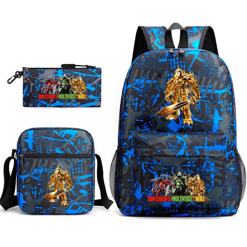 Mochila Skibidi Multiverse Escola Primária Céu Estrelado Conjunto de Três Peças Teen Titans Mochila de Ombro Duplo com T