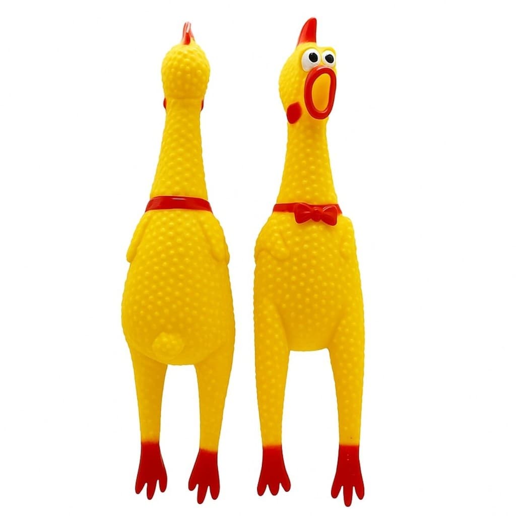 Frango Galinha Brinquedo Interativo para Cachorro Pet Mordedor Plástico com Apito Som Barulho 30cm